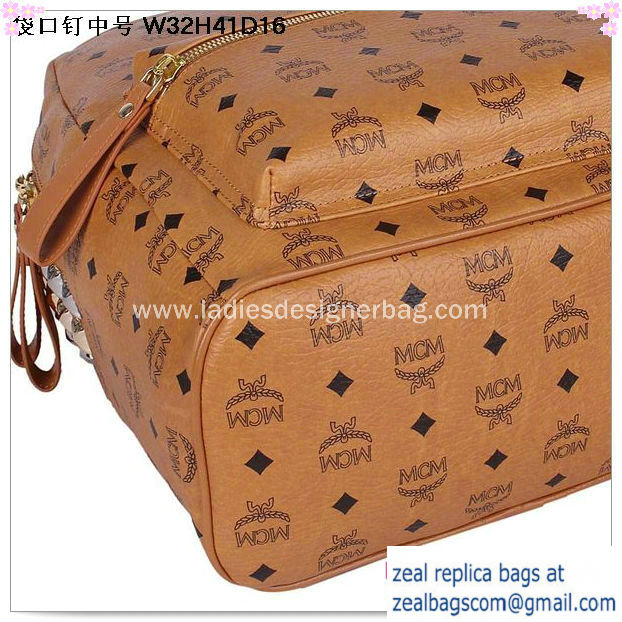 High Quality Replica MCM Medium Top Studs Backpack MC4232 Wheat - Click Image to Close